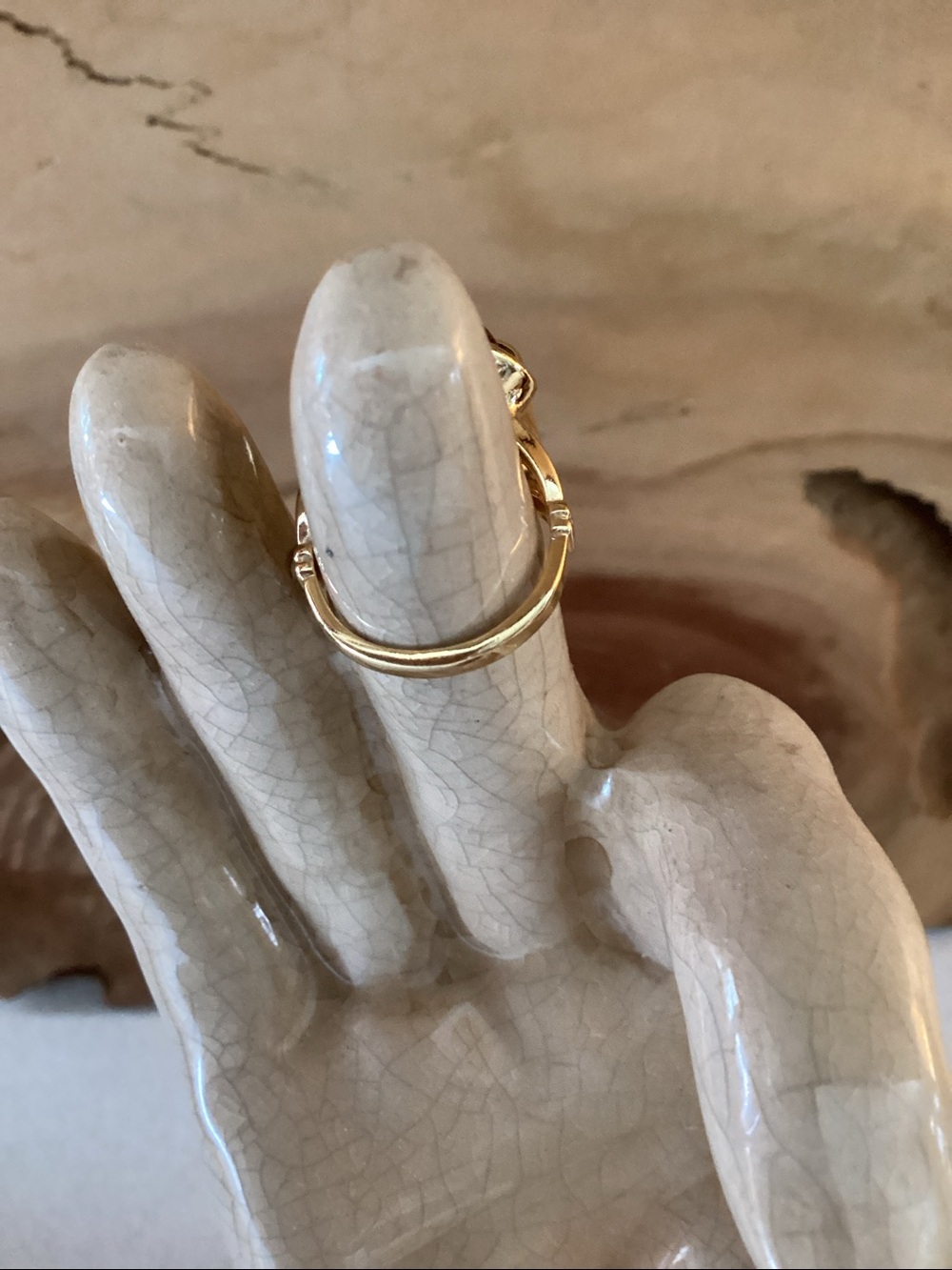 Vintage 18K HGE Gold Electroplated Cocktail Ring with Cognac Brown Faceted Stone - Picture 5 of 11